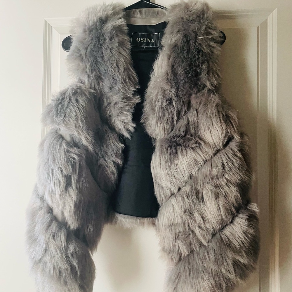 Gray Faux Fur Vest